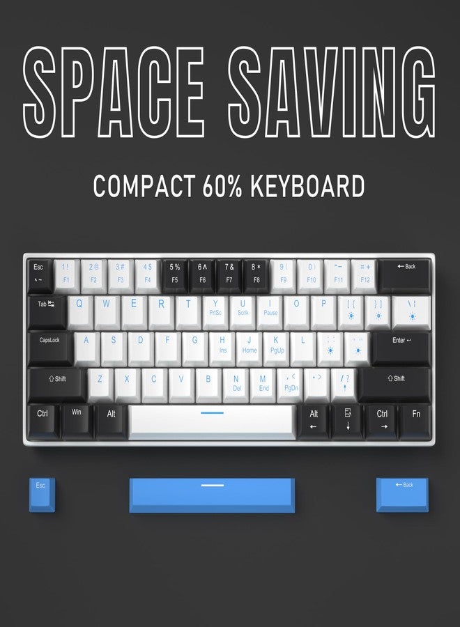 Camiysn 60% Mechanical Gaming Keyboard,Mixed Color Keycaps Gaming Keyboard with Brown Switches, Detachable Type-C Cable Mini Keyboard with Blue LED Light for PC/Laptop - Image 3
